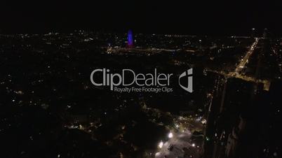 Aerial cityscape of Barcelona at night