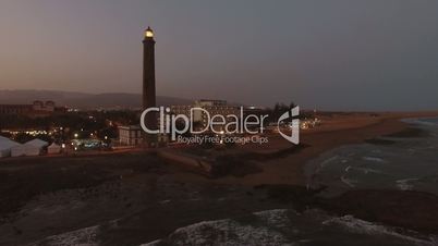 Gran Canaria coast with Maspalomas Lighthouse, aerial