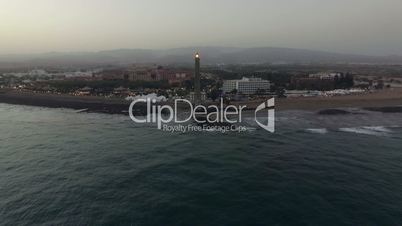 Aerial view of Maspalomas Lighthouse and resort on the coast