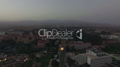 Aerial scene of Maspalomas tourist town and lighthouse