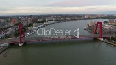 Aerial Rotterdam view with Willem Bridge
