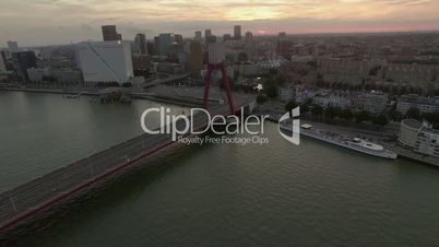 Rotterdam in the evening, aerial view