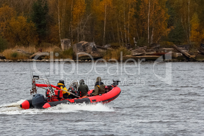 Red inflatable boat
