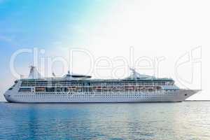 White cruise ship underway