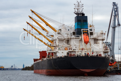 Black cargo ship