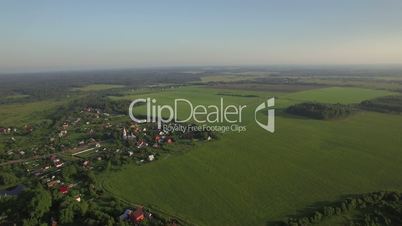 Aerial panorama of Russian countryside