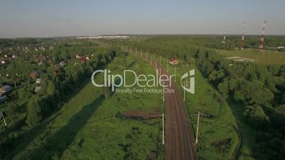 Train in the countryside, aerial view