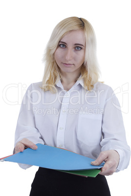 Young businesswoman with documents