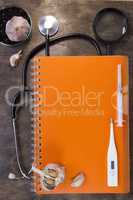 Medical tools and notebook