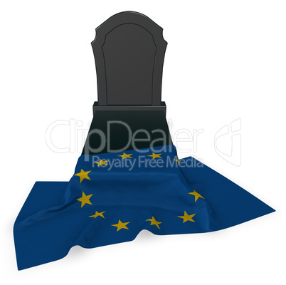 grabstein und flagge der europäischen union - 3d rendering