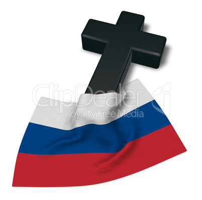 christian cross and flag of russia - 3d rendering
