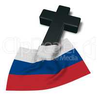 christian cross and flag of russia - 3d rendering