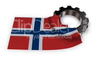 gear wheel and flag of norway - 3d rendering