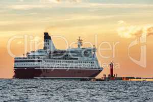 Red cruise liner