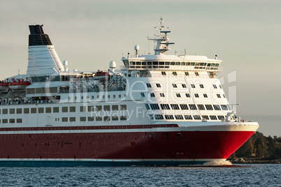 Red cruise liner's bow