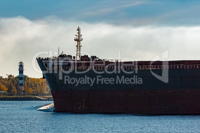 Black cargo ship's bow