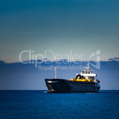 Black cargo ship