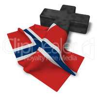 christliches kreuz und flagge von norwegen