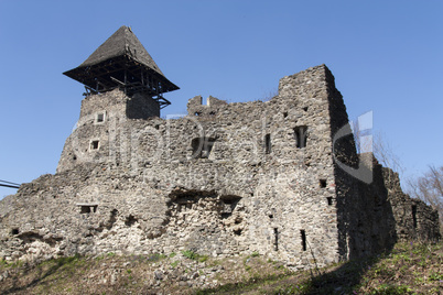 Ruins of Castle Nevytske near of Transcarpathian region center, Uzhgorod photo. Nevitsky Castle ruins built in 13th century. Ukraine.