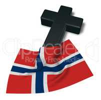 christliches kreuz und flagge von norwegen