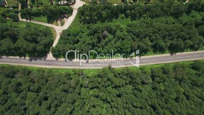 Top view of country houses in sun day at summer, Russia