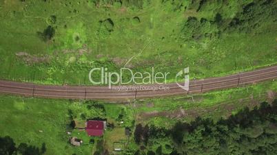 Top view of country houses in sun day at summer, Russia