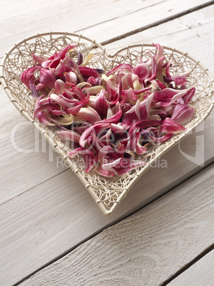 Heart shape with leaves of tulips