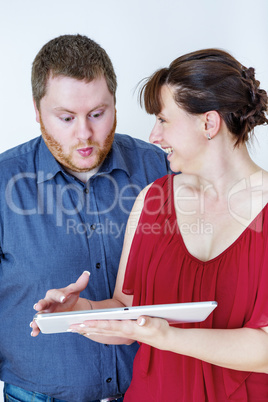 Couple using tablet pc