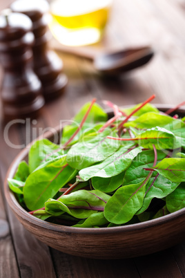 Fresh mangold leaves, swiss chard or leaf beet