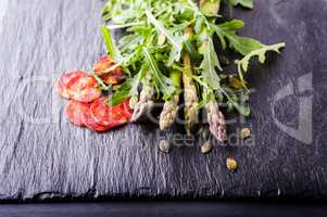 Asparagus salad with chorizo