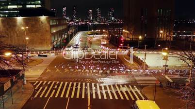 Night Traffic at the Intersection of New York City
