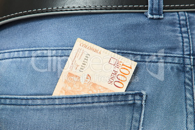 Colombian Pesos in jeans pocket