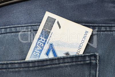 Brazilian Real in Jeans Pocket