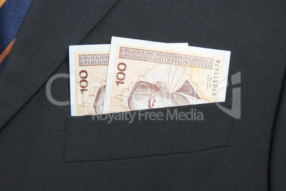 Bosnian Convertible mark in the pocket of a suit