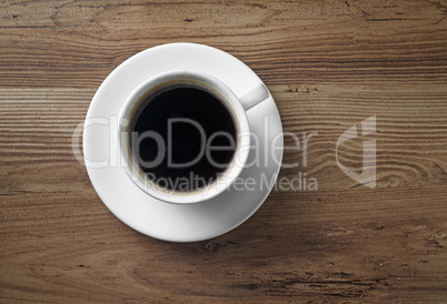 Coffee cup on wood table