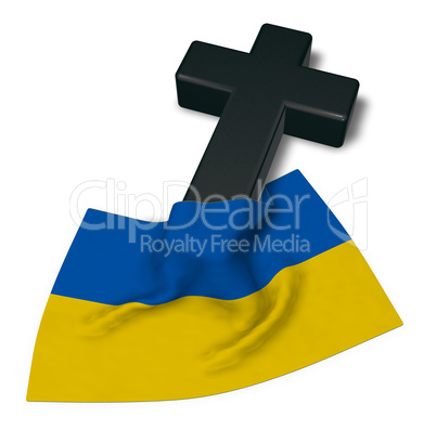 christian cross and flag of the ukraine - 3d rendering