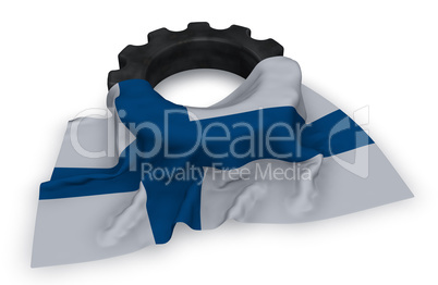 gear wheel and flag of finland - 3d rendering