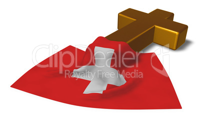 christliches kreuz und flagge der schweiz - 3d rendering