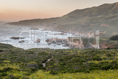 Rugged Coastline Sunset of Carmel-By-The-Sea.
