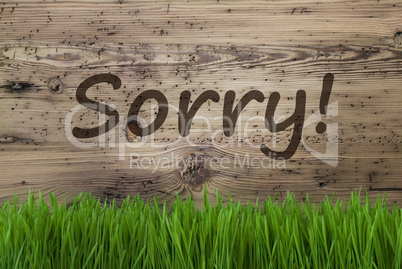 Aged Wooden Background, Gras, Text Sorry