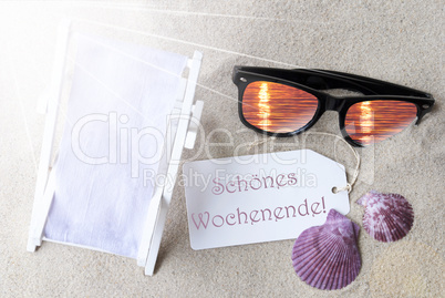 Sunny Flat Lay Summer Label Schoenes Wochenende Means Happy Weekend