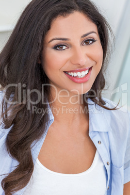 Beautiful Happy Hispanic Woman Perfect Teeth Smiling