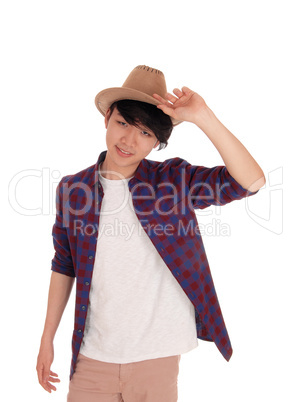 Handsome Asian man with hat.