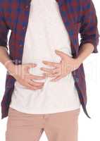 Young man with stomach pain.