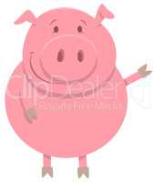 happy pig farm animal character