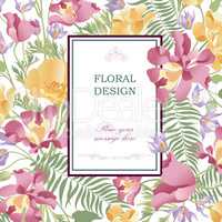 Floral background. Flower bouquet cover. Flourish pattern for gr