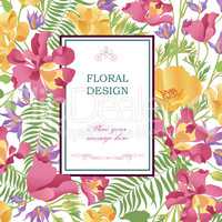 Floral background. Flower bouquet cover. Flourish pattern for gr