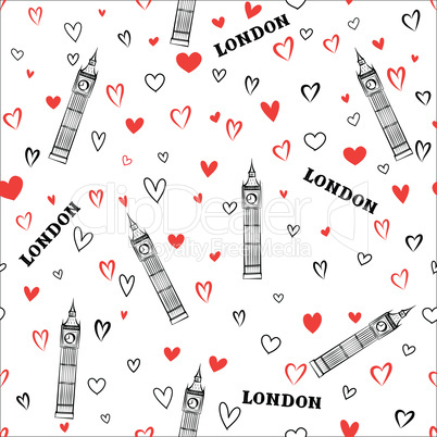 Travel London seamless pattern. British vacation wallpaper. Engl