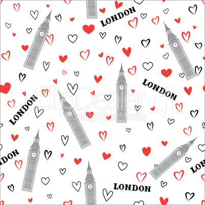 Travel London seamless pattern. British vacation wallpaper. Engl