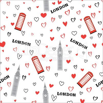 Travel seamless pattern. London vacation wallpaper. English land
